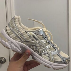 ASICS Women's Cream and Silver Sneakers